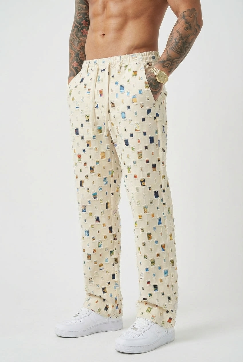 Pantalones rectos de mosaico