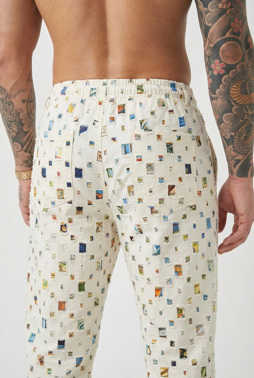 Pantalones rectos de mosaico