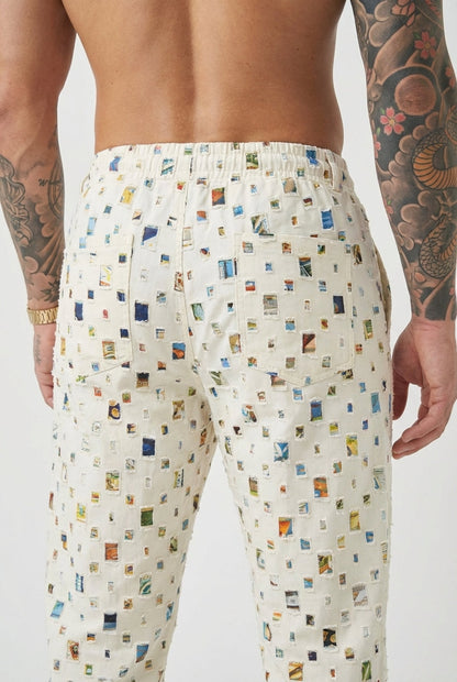 Pantalones rectos de mosaico